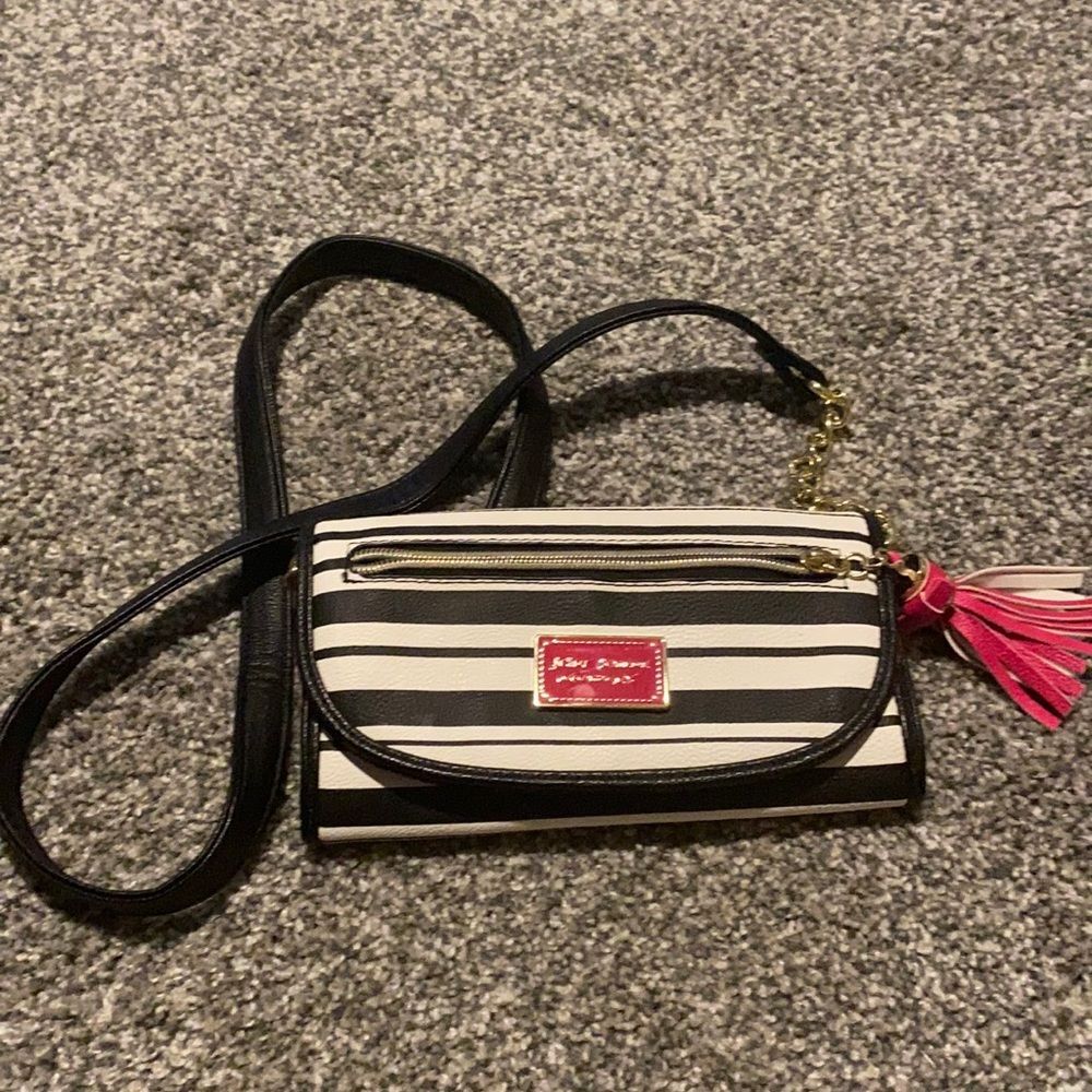 Betsy Johnson striped small crossbody purse
